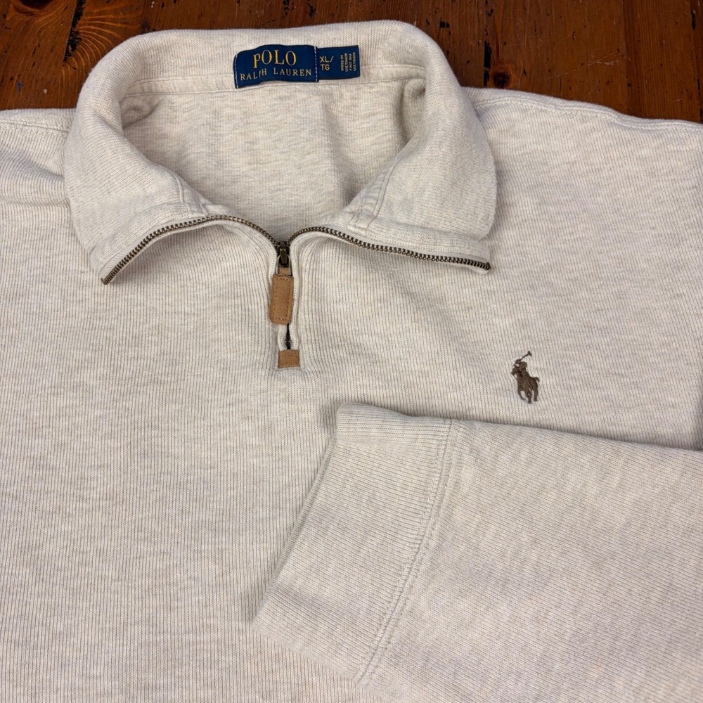 Polo by Ralph Lauren Light Gray Quarter-Zip Sweater